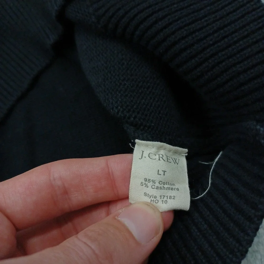 J‎ Crew Sweater Mens Large Tall Black Knit 1/4 Zip Pullover Casual Preppy